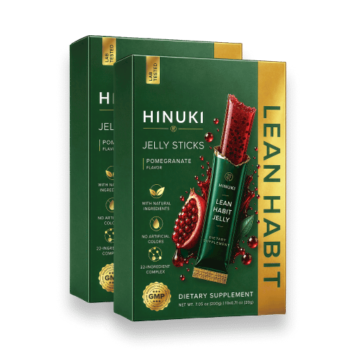 Hinuki 2パックセット — 緑色のLean Habitゼリースティックの箱が2つ